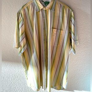 Vintage green, yellow, and blue‎ men’s button down shirt